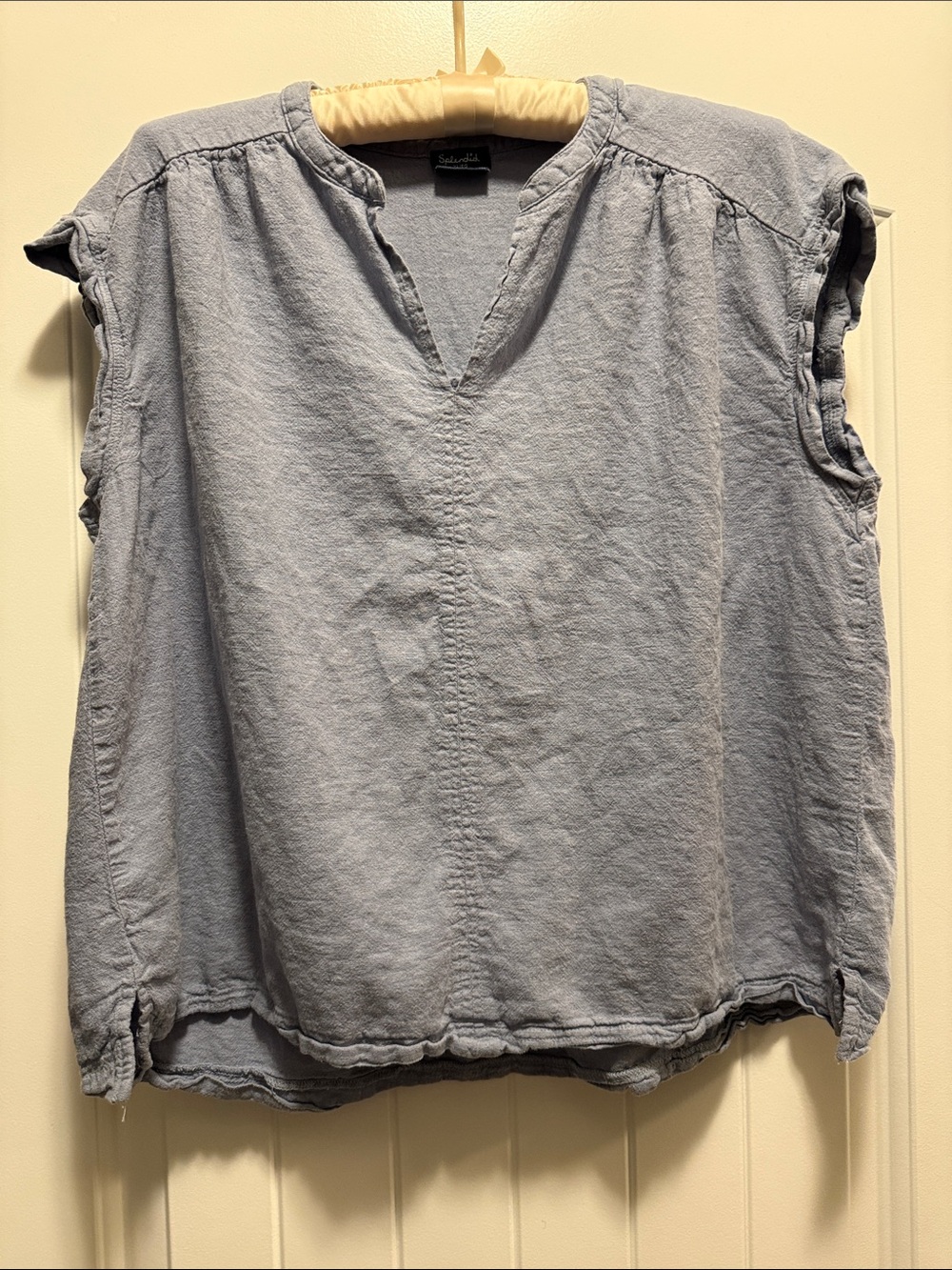 Splendid Washed Light Blue Sleeveless V-Neck Tunic Top